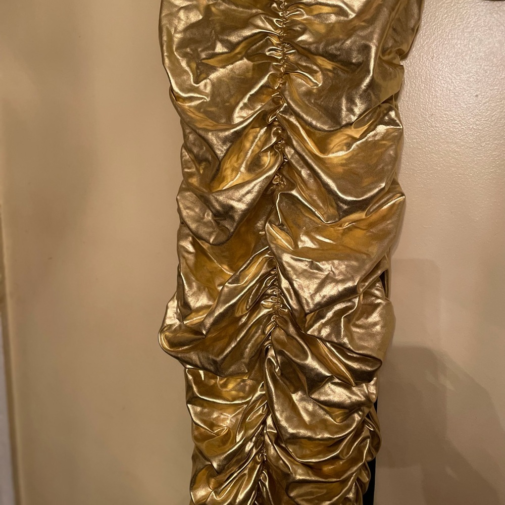 Golden midi holiday dress